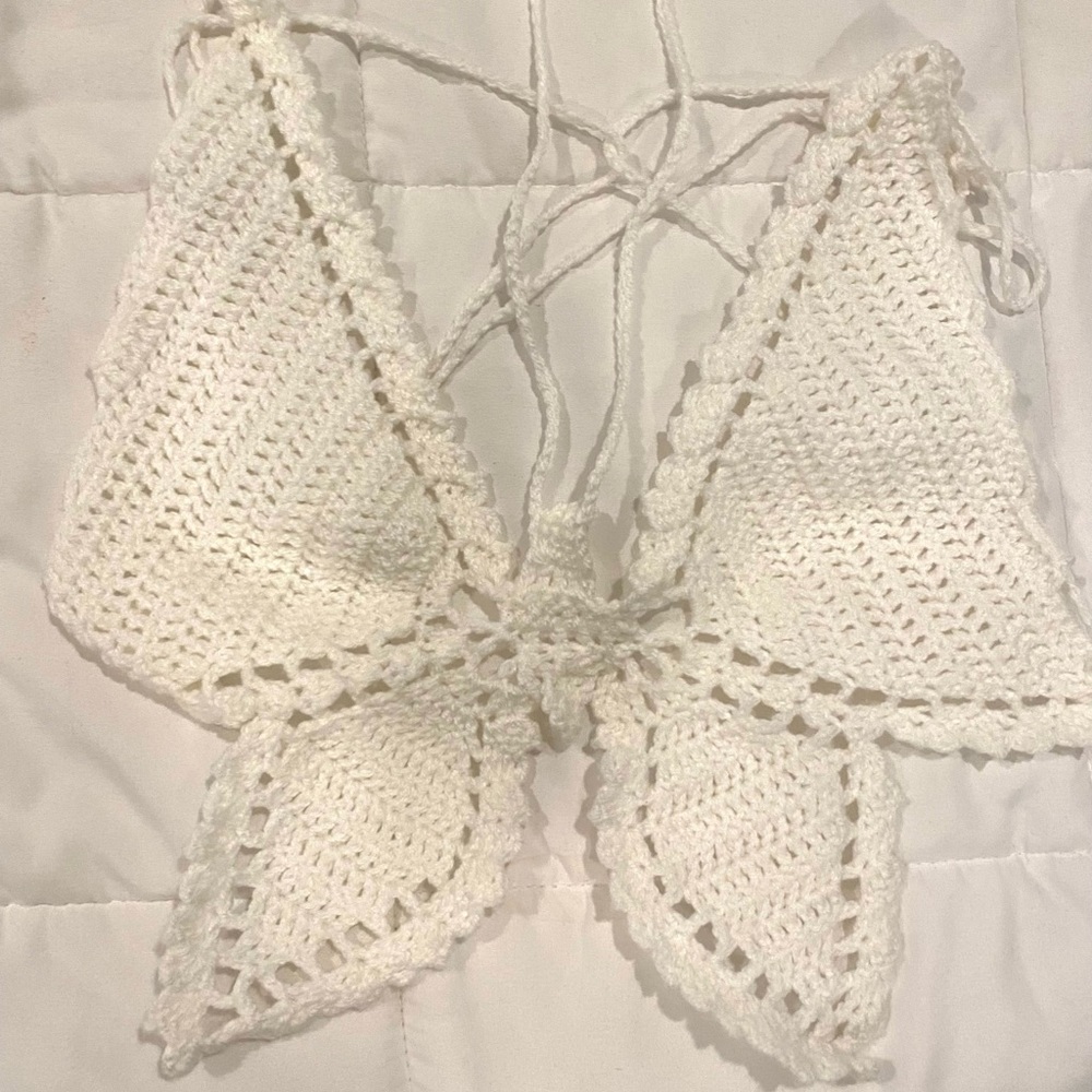 Custom Butterfly Crochet Crop Top
